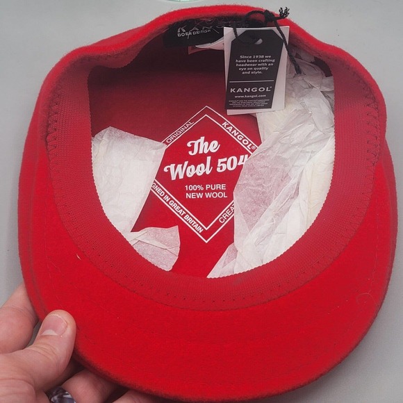 New Authentic Mens KANGOL 504 100% Wool 0258BC Cap Size M Medium Red NWT - Picture 9 of 15